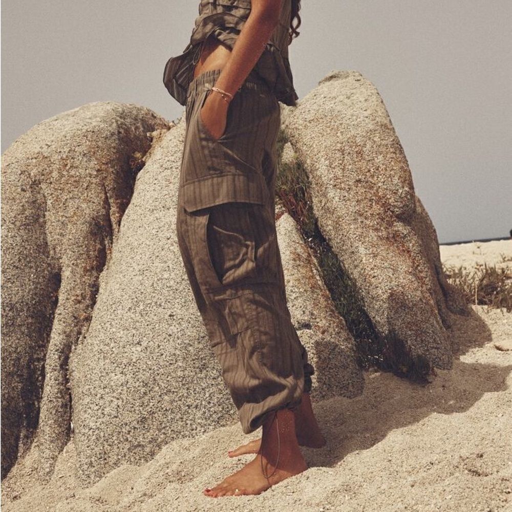 ZARA LACE TRIM CARGO PANTS - Picture 5 of 10